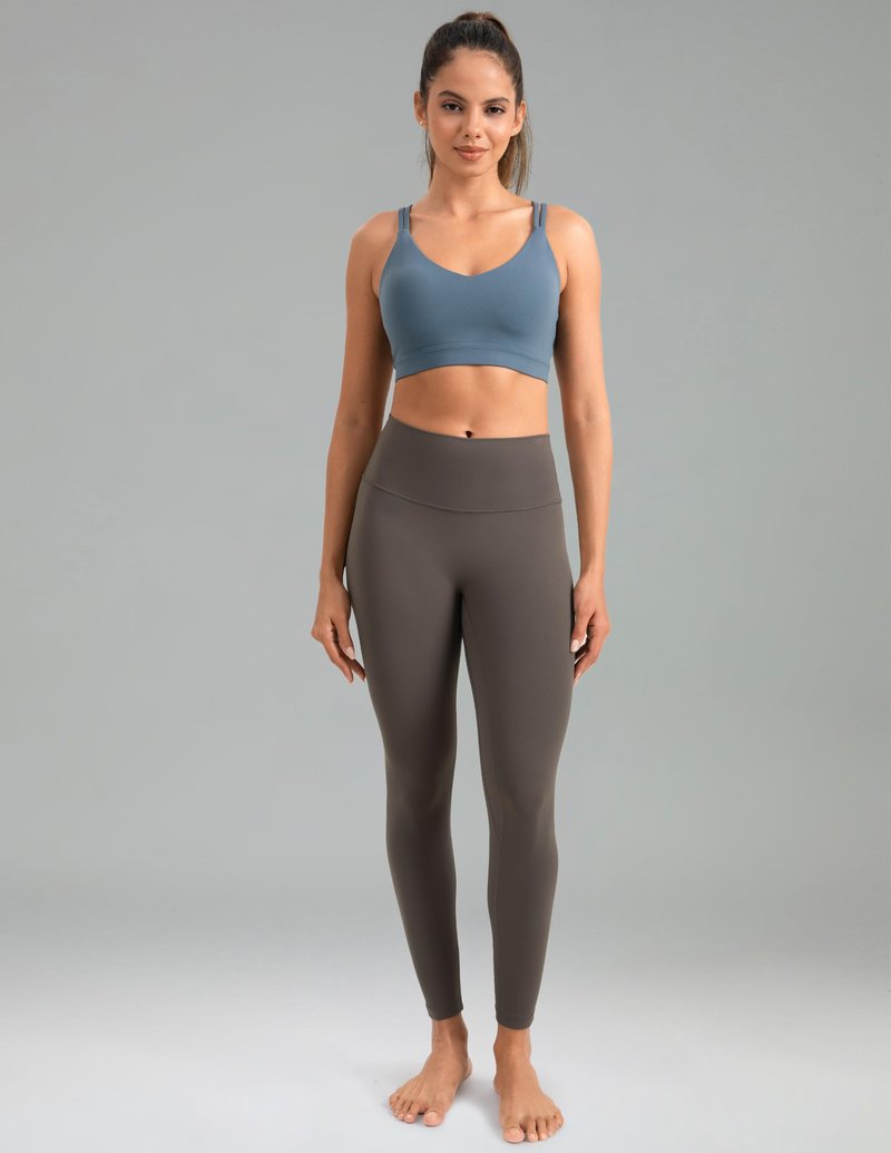 Colorfulkoala Dreamlux No Front Seam Leggings for Women 25" Inseam, High Waisted Buttery Soft 7/8 Yoga Pants (XS, Major Brown)