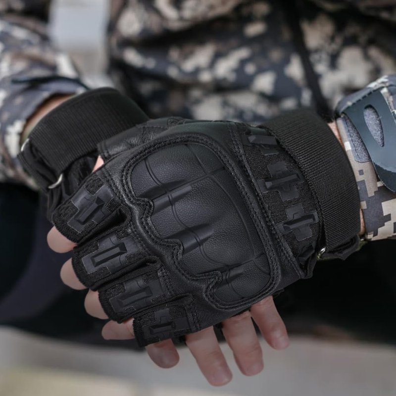 WTACTFUL Fingerless Tactical Gloves for Men Airsoft Paintball Bike Cycling Motorcycle Motorbike Hunting Hiking Work Outdoor Half Finger Gloves Black M