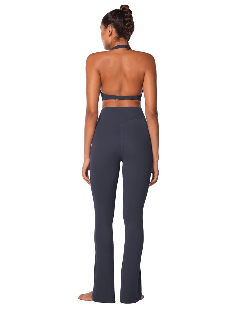 Sunzel Women's Halter Neck Sports Bra, Twist Front Yoga Crop Top with Removable Pads, Double Lined for Gym Workout or Lounge Ash Blue Small