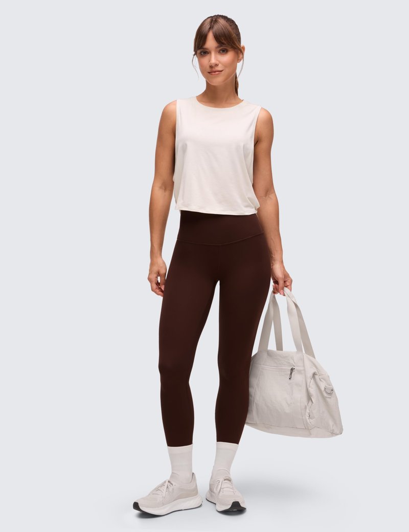 CRZ YOGA Pima Cotton Large Armhole Tank Tops for Women - Workout Sport Athletic Yoga Running Gym Loose Crop Sleeveless Shirts White Apricot Large
