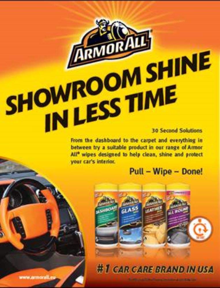 Armor All Car Interior Cleaning Wipes Pack for Dashboard, Glass & All Around Interior, Set of 3 x 30 Wipes (90 Total Wipes)