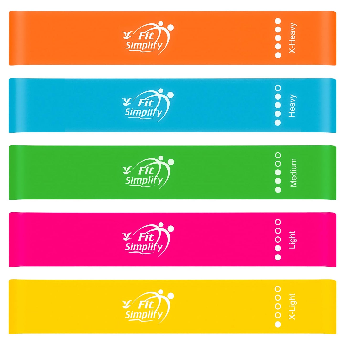 Fit Simplify 10 Inch Resistance Loop Exercise Bands, Set of 5, Assorted Colors