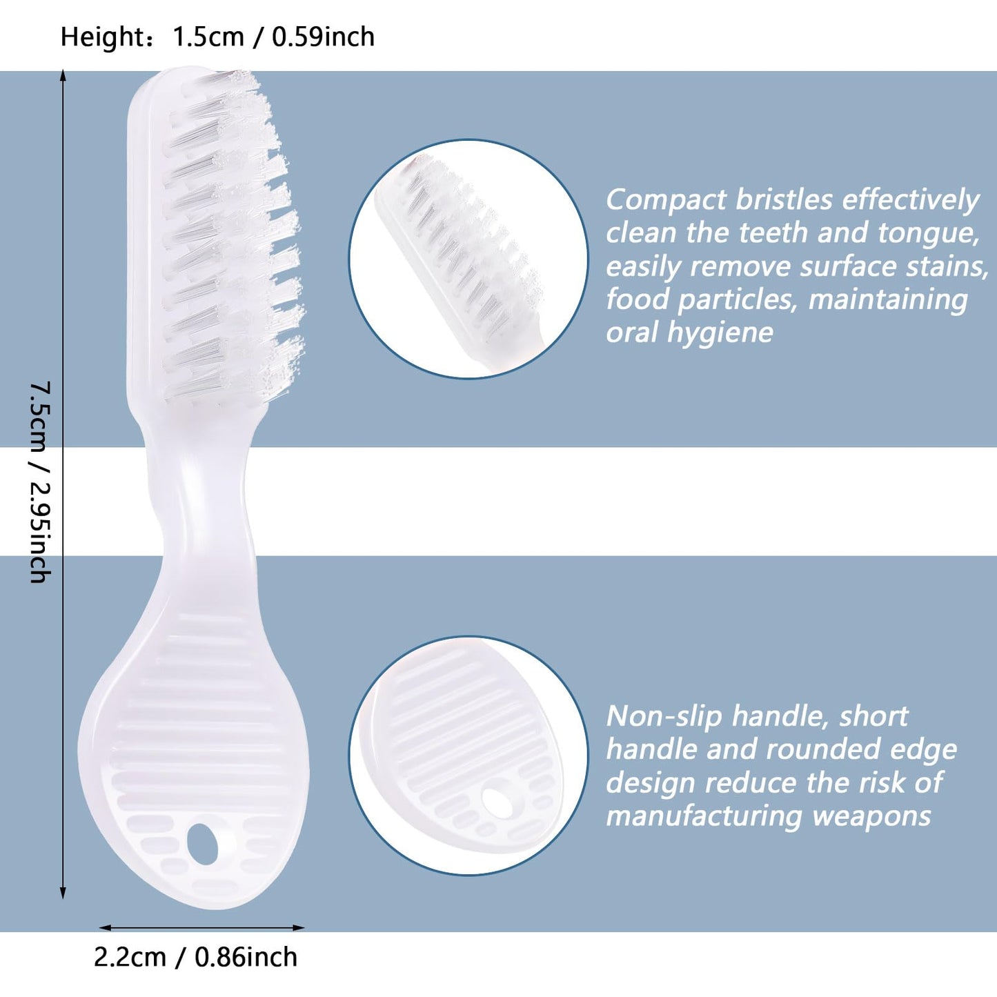 Nuogo 500 Pieces Mini Toothbrush Bulk Disposable Toothbrushes Thumbprint Individually Packaged Security Toothbrush with Short Handle Soft Bristles Prison Tooth Brush for Camping Travel