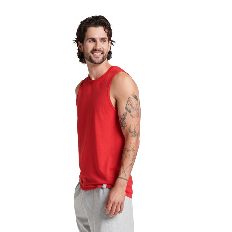Russell Athletic Mens Cotton Performance Sleeveless Muscle T-Shirt T Shirt, True Red, Large US