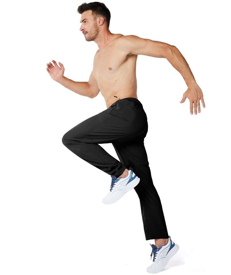 Zoofly Men's Sweatpants Lightweight Workout Track Pants Quick Dry Water Resistant Athletic Pants for Men Jogger Outdoor Running with Zipper Pockets Black S