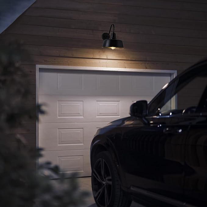 Gooseneck Barn-Lights Outdoor Fixture - 11 inch Farm Style Black Large Lighting Farmhouse Exterior Sconce Wall Light for House, Dusk to Dawn Sensor Front Door Porch Garage (11 inch)