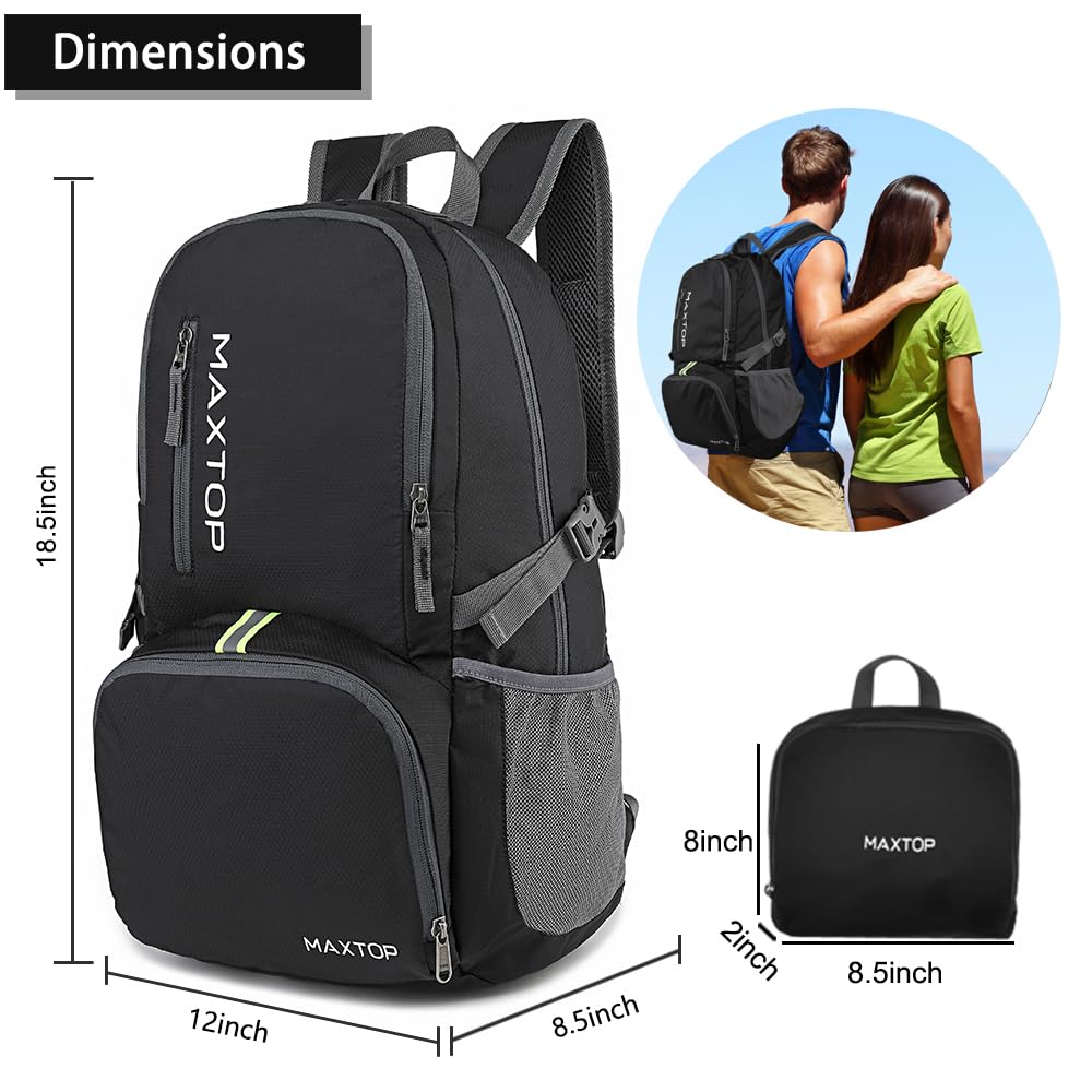 MAXTOP 30L Ultra Lightweight Packable Backpack Foldable Rucksack Water Resistent For Men Women Kids Outdoor Camping Hiking Travel Daypack Handy Durable Gifts For Men Women