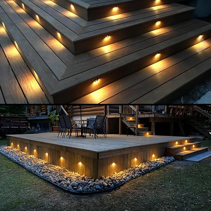 FVTLED 20pcs Low Voltage LED Deck Lights kit Φ1.38 Outdoor Garden Yard Decoration Lamp Recessed Landscape Pathway Step Stair Warm White LED Lighting, Red Bronze