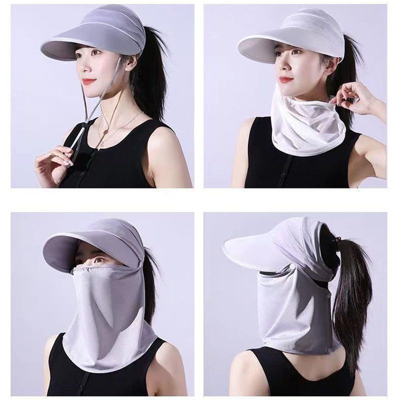 Outdoor UV Sun Protection Waterproof Breathable Face Neck Flap Cover Folding Sun Hat for Men/Women (Cotton Polyester, Sun Hat2-blue1)