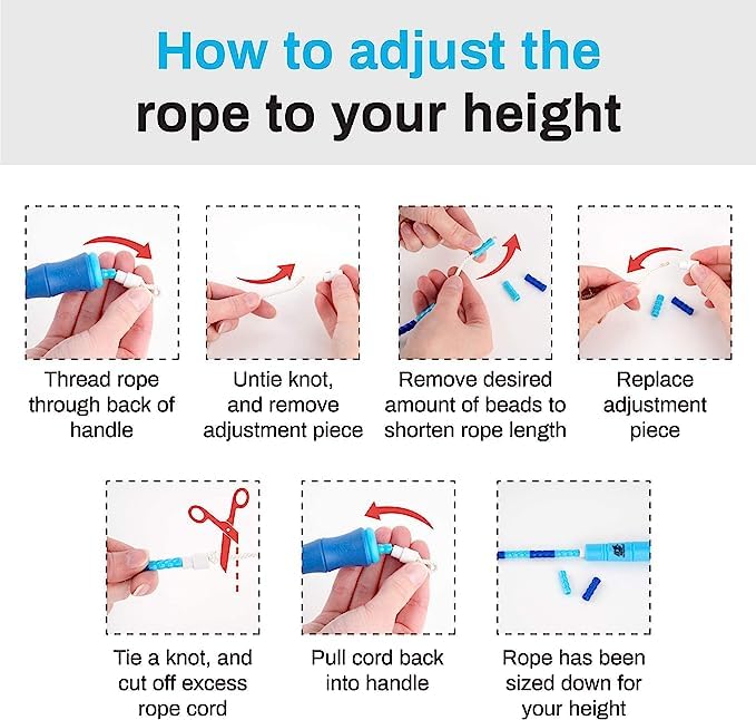 Buddy Lee Beaded Speed Jump Rope - Blue, Bamboo Shaped Handles | Soft TPU Beads, High Density Nylon Rope | Perfect Choice For Schools, Gym & Outdoor Jumping | Great for Rope Releases | Kids & Adults