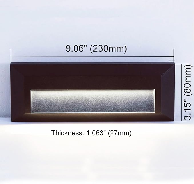 ZONK LED Step Lights 110-240V OutdoorIndoor Stair Lights, Waterproof IP65 2W 4000K Lighting for Stairs, Hallway, Pathway, Porch (Non-Dimmable, Easy Install), 3Pack