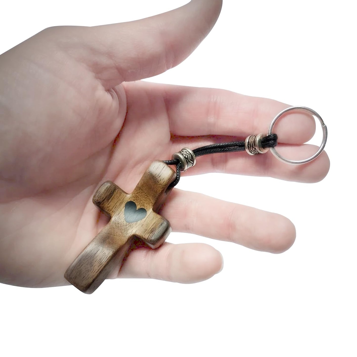 Yookin 2 PCS Cross My Heart | Encouragement Gift Wooden Cross Key Chain Fingertip Stress Relief Gifts Pocket Small Cross Christmas Gift Handheld Wooden Cross Key Chain