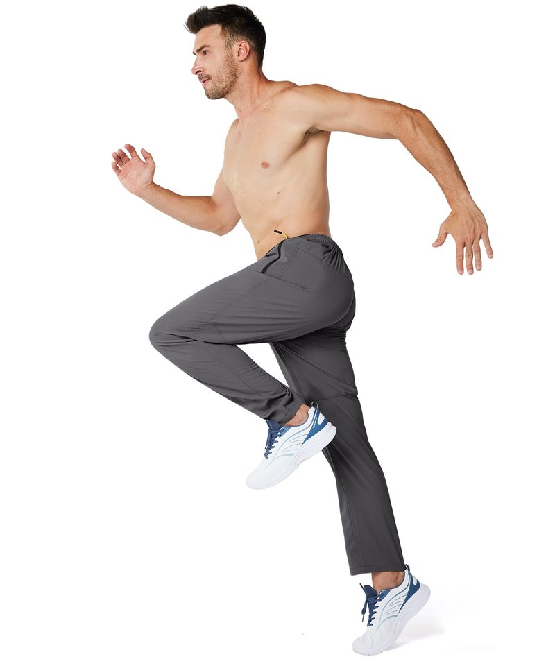 Zoofly Track Athletic Workout Pants for Men Quick-Dry Waterproof Zipper Pockets Lightweight Running Pants for Jogger Sweatpants Travel Casual Drack Grey L