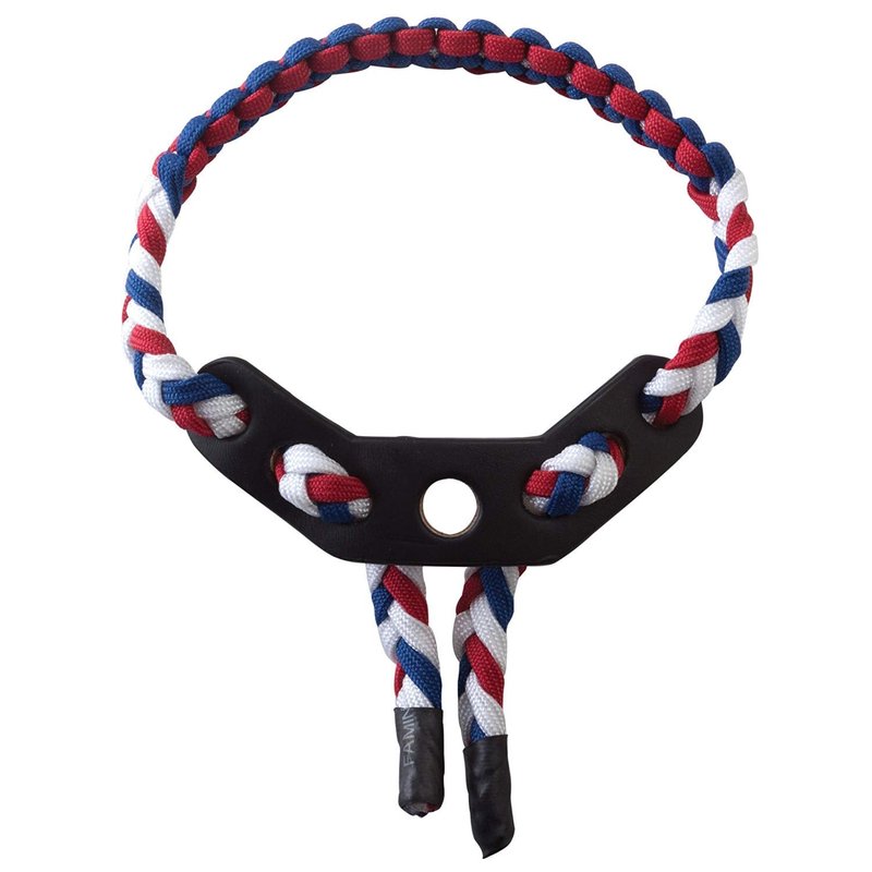 GPP Bow Wrist Sling 550 Paracord - Survival Hunting Shooting - Durable Leather,Red/White/Blue
