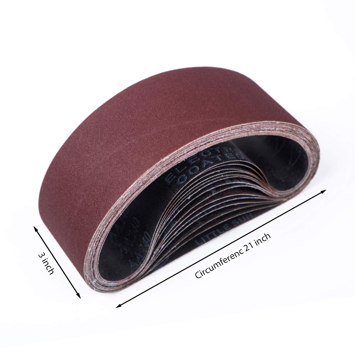 STEBRUAM Sanding Belt 75 x 533 mm, Sander Belts Set(3 Each of 80/120/150/240/400 Grains)for Belt Sander,for Grinding,Sharpening and Derusting (15 Pieces)