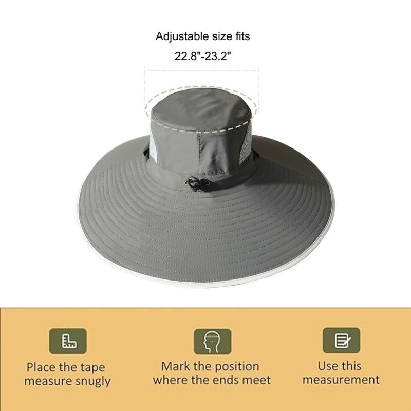 Leotruny Men Wide Brim Sun Hats UPF50+ Waterproof Breathable Bucket Hat for Fishing, Hiking, Camping (C04-light Grey)