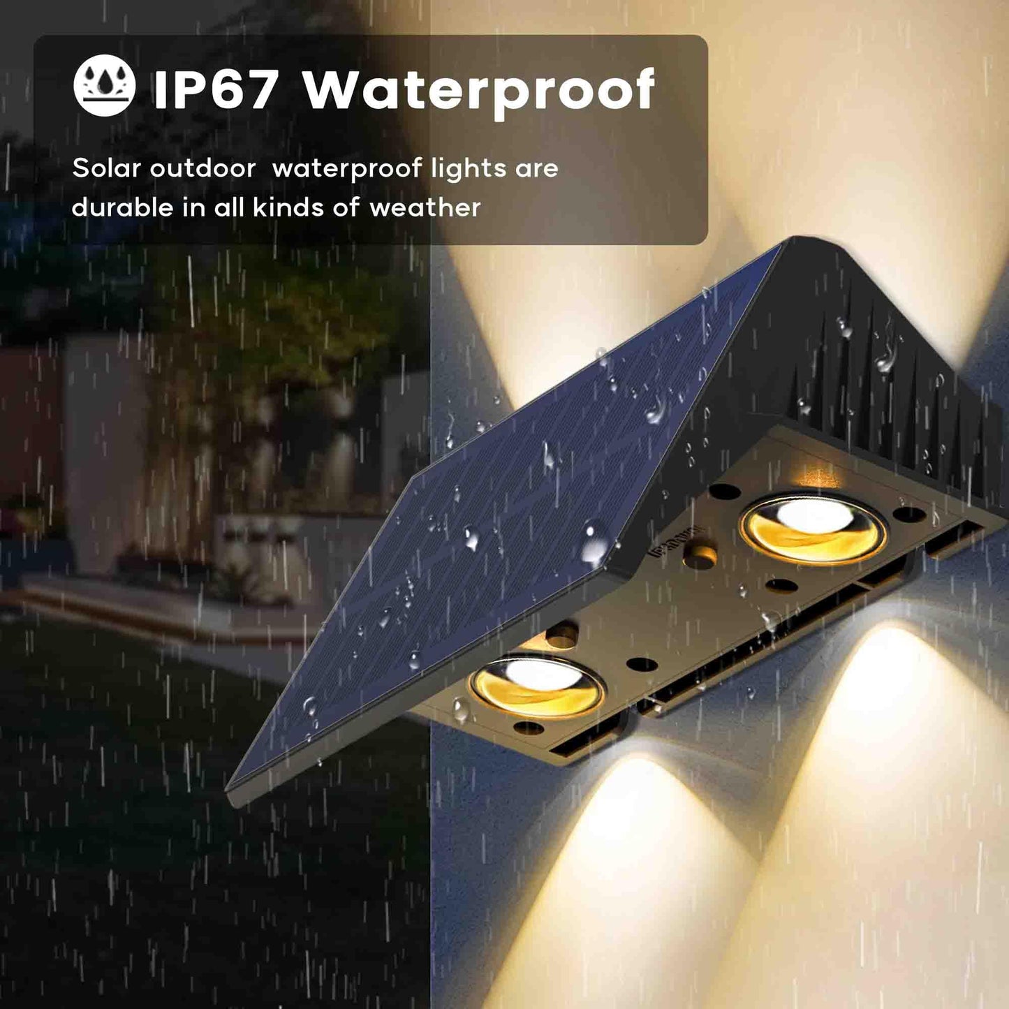 IIRARA Solar Fence Lights Outdoor Garden, 6-Pack Warm White, Up & Down Solar Wall Lights Outdoor, Waterproof, 120 Lumens Bright Dusk to Dawn for Yard/Pool/Porch