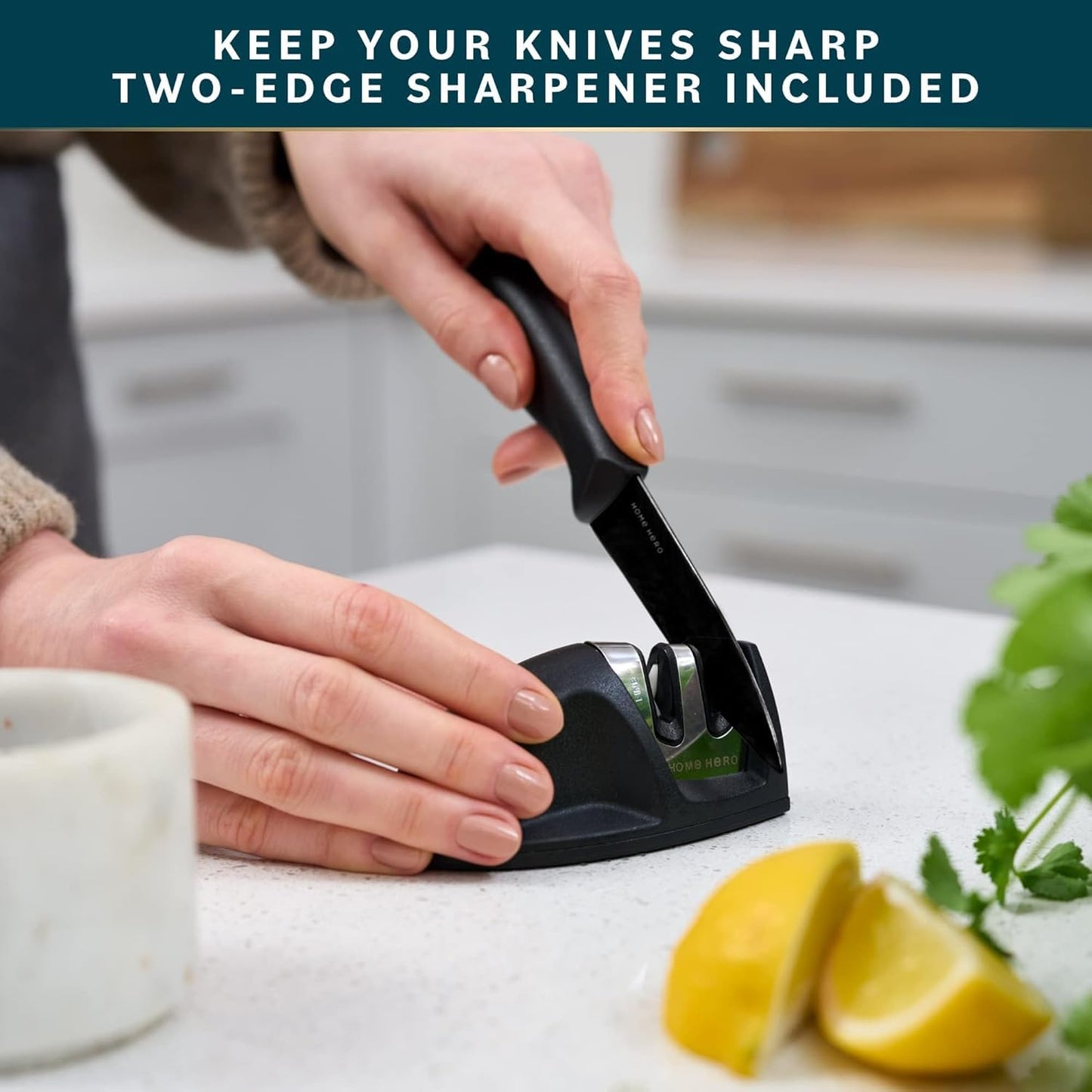 Home Hero Ultra-Sharp Stainless Steel Kitchen Knife Set - Chef Knives Set (5 pcs Set - Black with Sheath)