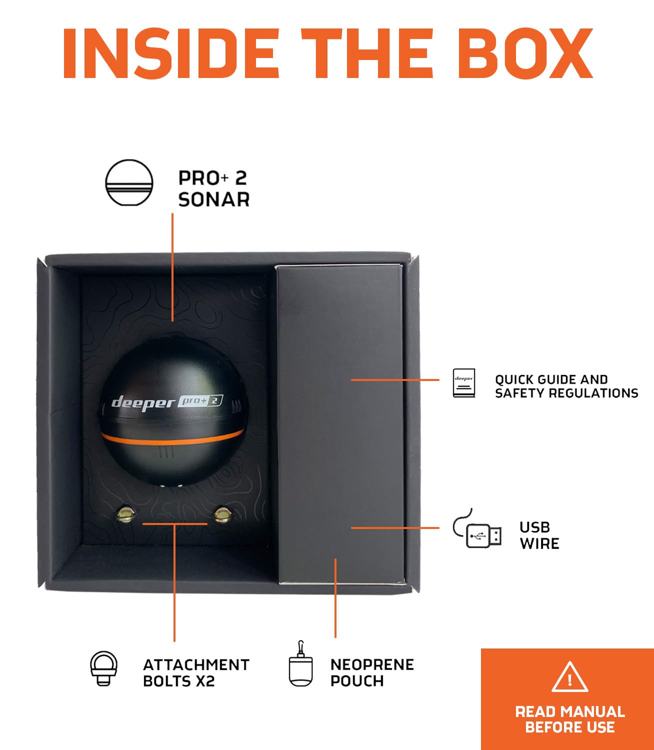 Deeper PRO+ 2 Sonar - Portable Fish Finder and Depth Finder for Kayaks, Boats and Ice Fishing with GPS Enabled | Castable Deeper Sonar with Free User Friendly App