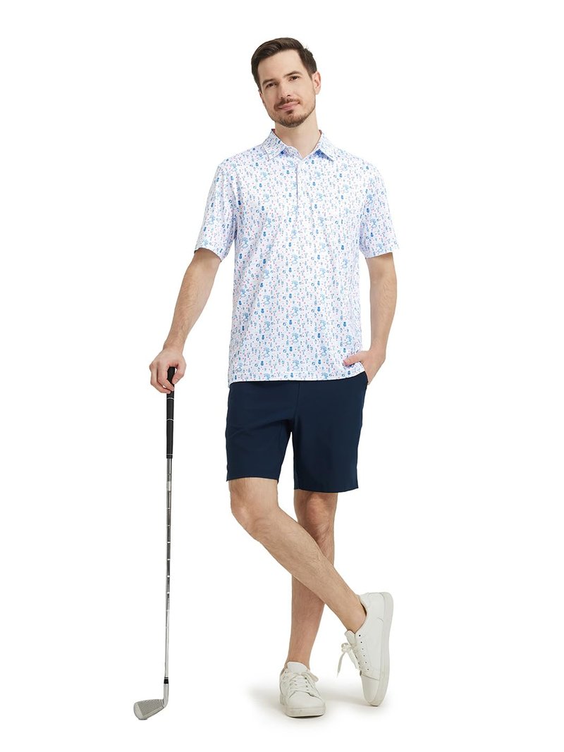 DTWOOO Men's Performance Moisture Wicking Print Short Sleeve Golf Polo Shirts
