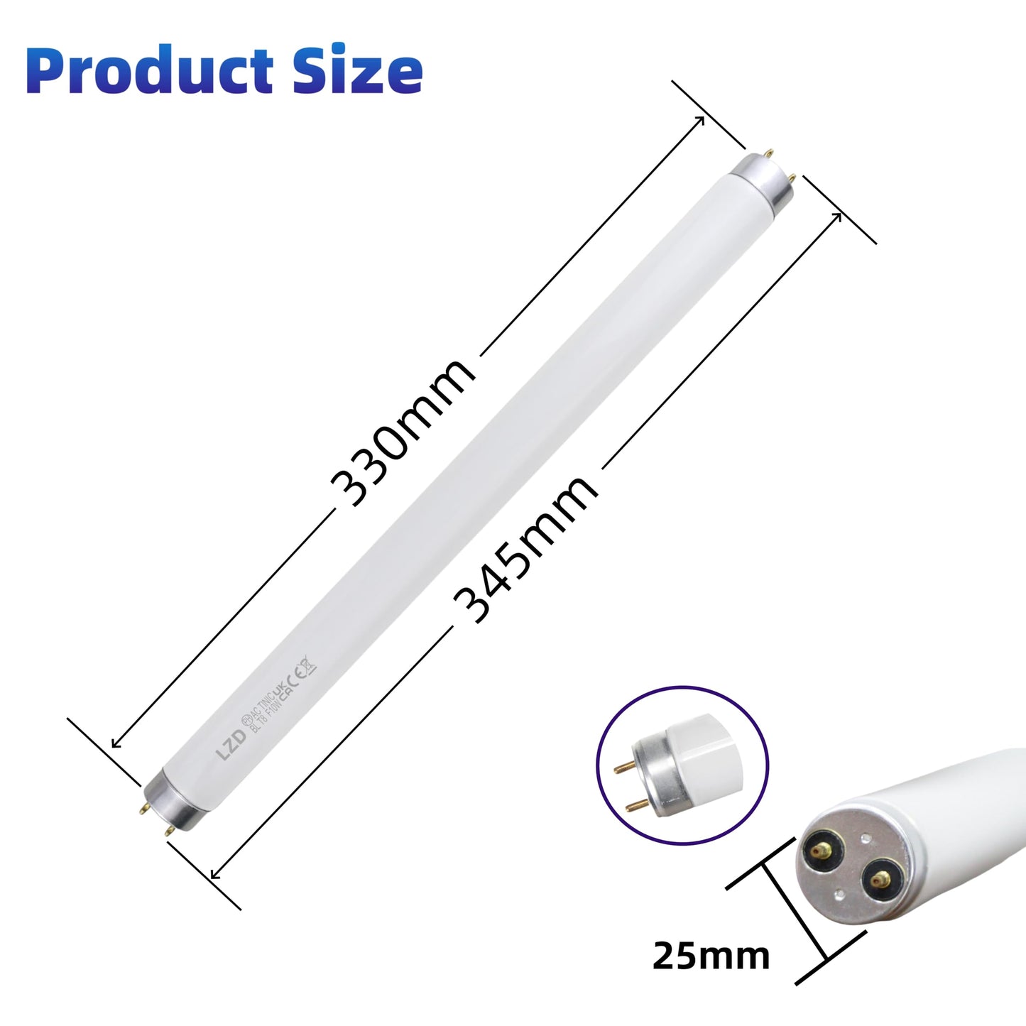 FSL BL T8 F10W Replacement Tube for Bug Zapper, 13 inch BL368 UV Light Tube for 20W Fly Killer/Insect Zapper,2-Pack