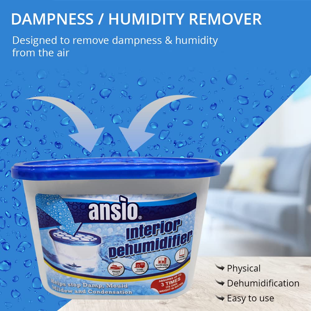 ANSIO Dehumidifier 500ml Pack of 10 Condensation Remover Moisture Absorber Dehumidifiers for Damp, Mould, Moisture in Home, Kitchen, Wardrobe, Bedroom