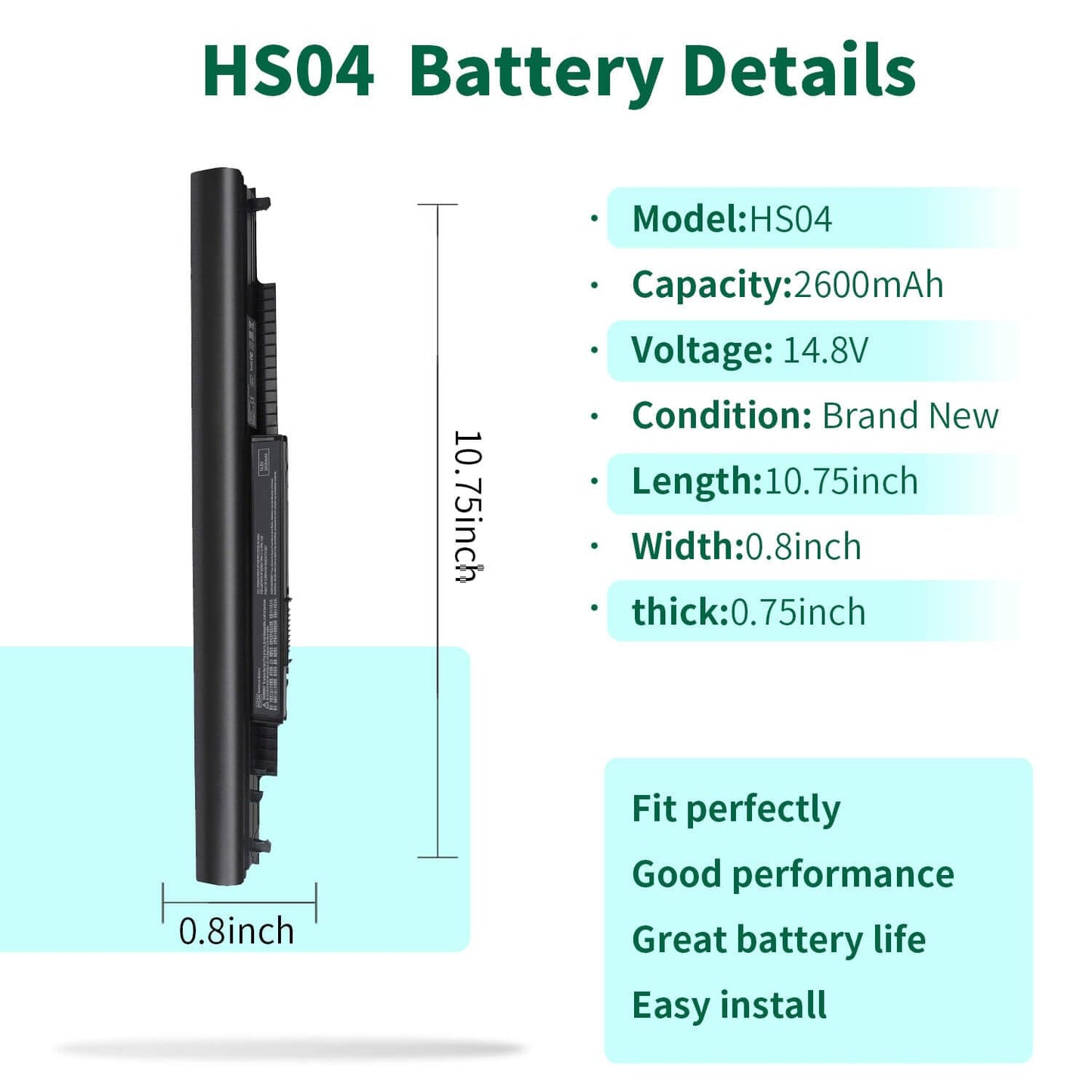 807956-001 HS03 HS04 Battery for HP Pavilion 15-BA 15-AY 15-AC 15-AF 17-X Series 15-ba079dx 15-ba009dx 15-ay009dx 15-ay011nr 15-ay014dx 15-ay041wm 15-ac121dx 15-af131dx 17-x037cl 17-x115dx 17-x051nr