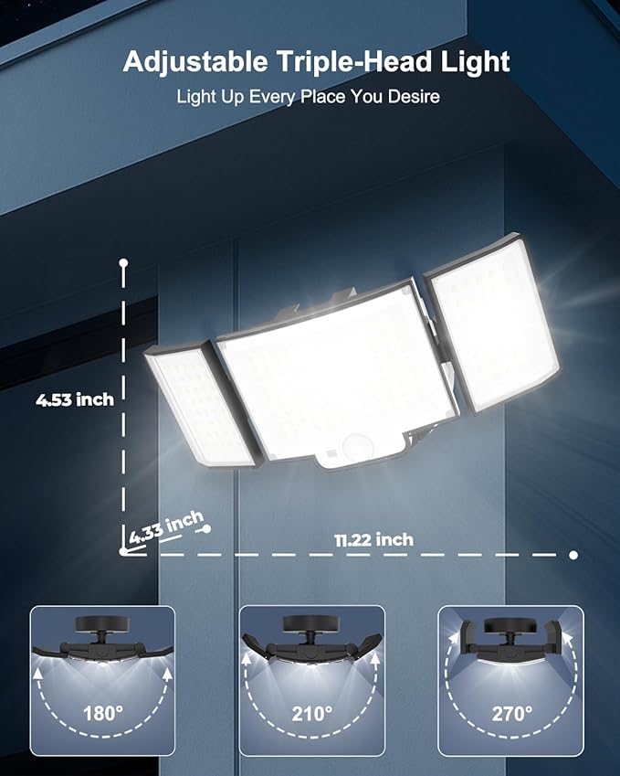 LED Security Lights Motion Sensor,188 LEDs 4200LM Dusk to Dawn Hardwired Flood Lights Outdoor with 3 Modes Remote Control,IP65 Waterproof Motion Sensor Lights, for Garage,Yard,Porch 2 Pack