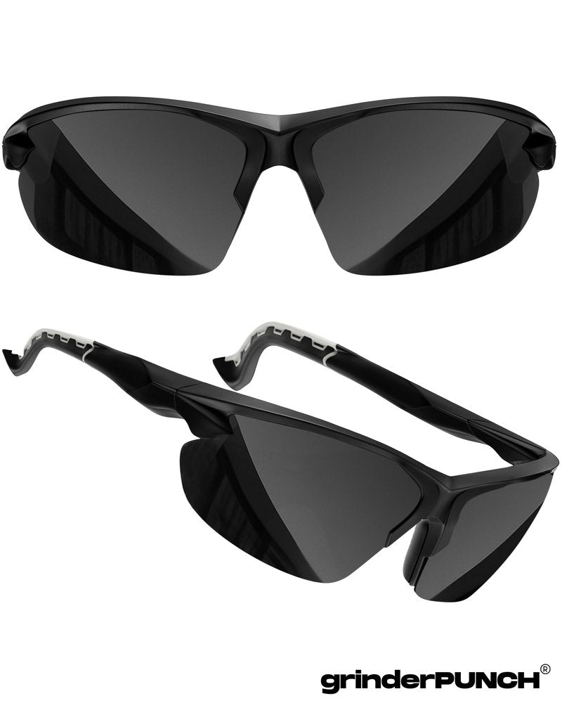 grinderPUNCH Tactical Shooting Glasses Military Grade Impact Resistant Protection 100% UV Lenses ANSI Z87 Safety Glasses (Black)