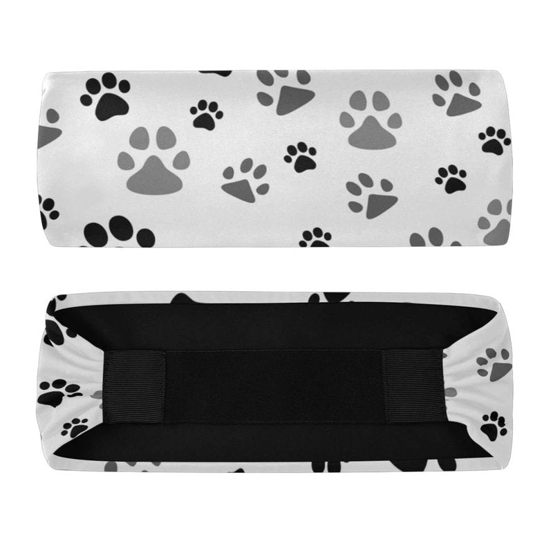 OTVEE Black Gray Dog Paw Print Headband for Women, Elastic Headwraps Hair Band Sweatband