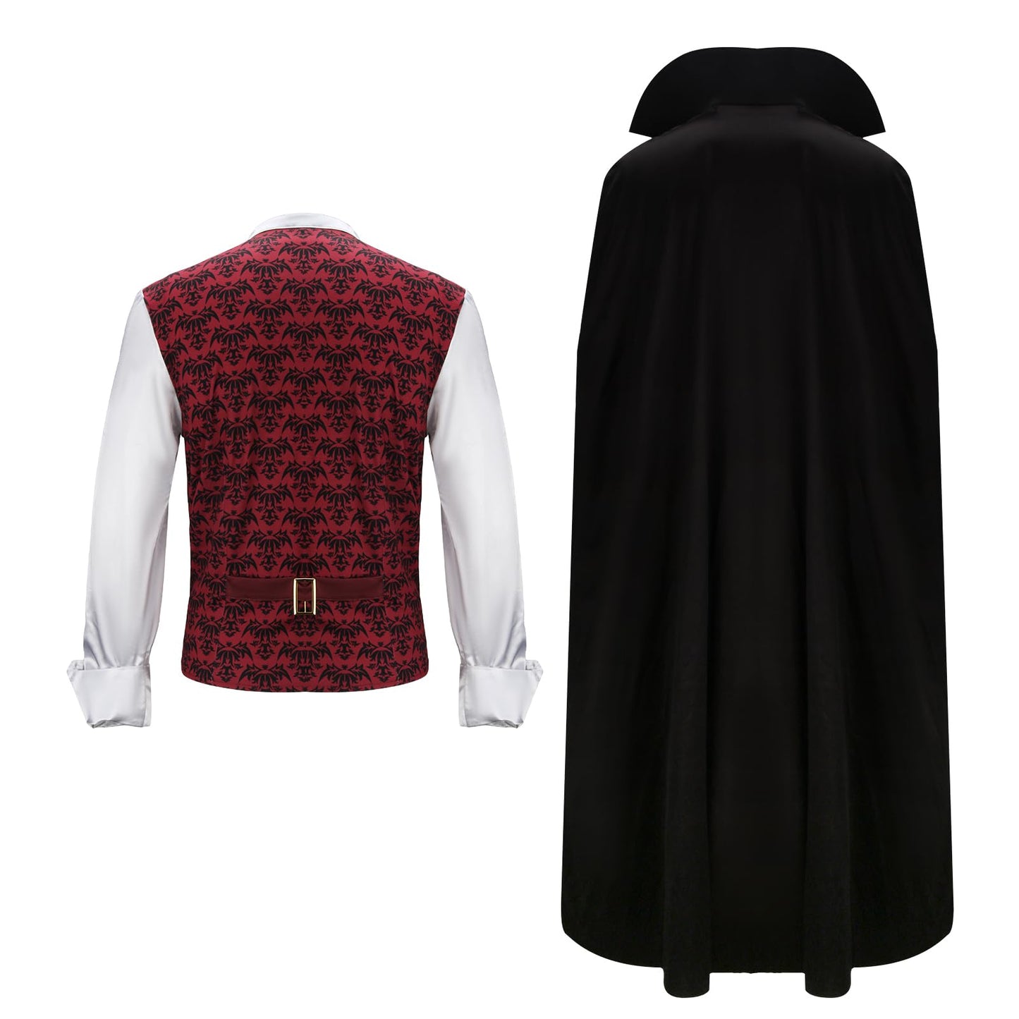 HLENOK Adult Men Devil Vampire Costume Shirt Cloak Outfit Deluxe Medieval Renaissance Scary Gothic Long Halloween Cosplay Cape (X-Large)