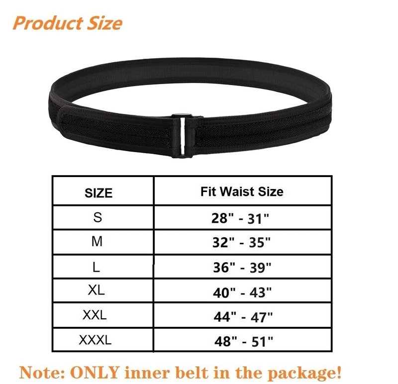 TACNEX Loop Liner Inner Belt Tactical/Combat/Range/Duty/Outer Underbelt Rigid EDC Gun Belt for Men Holster Carry No Metal Simple Loop Buckle M