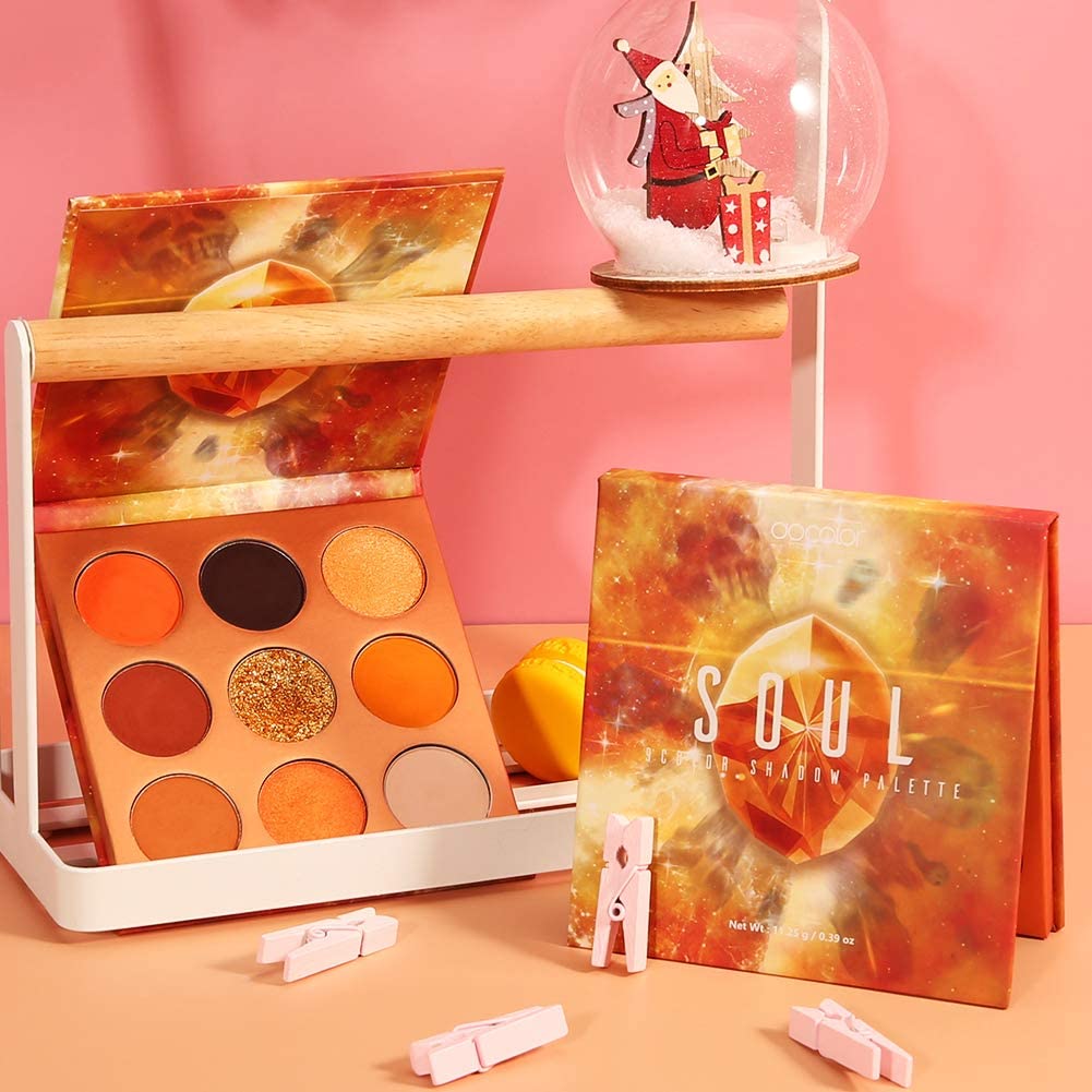 docolor Eyeshadow Palette 9Colors Orange Eyeshadow Gemstone Shadow Palettes Highly Pigmented Mattes Shimmers Smokey Glitter Cream Colorful Powder Blendable Long Lasting Waterproof Makeup Palette
