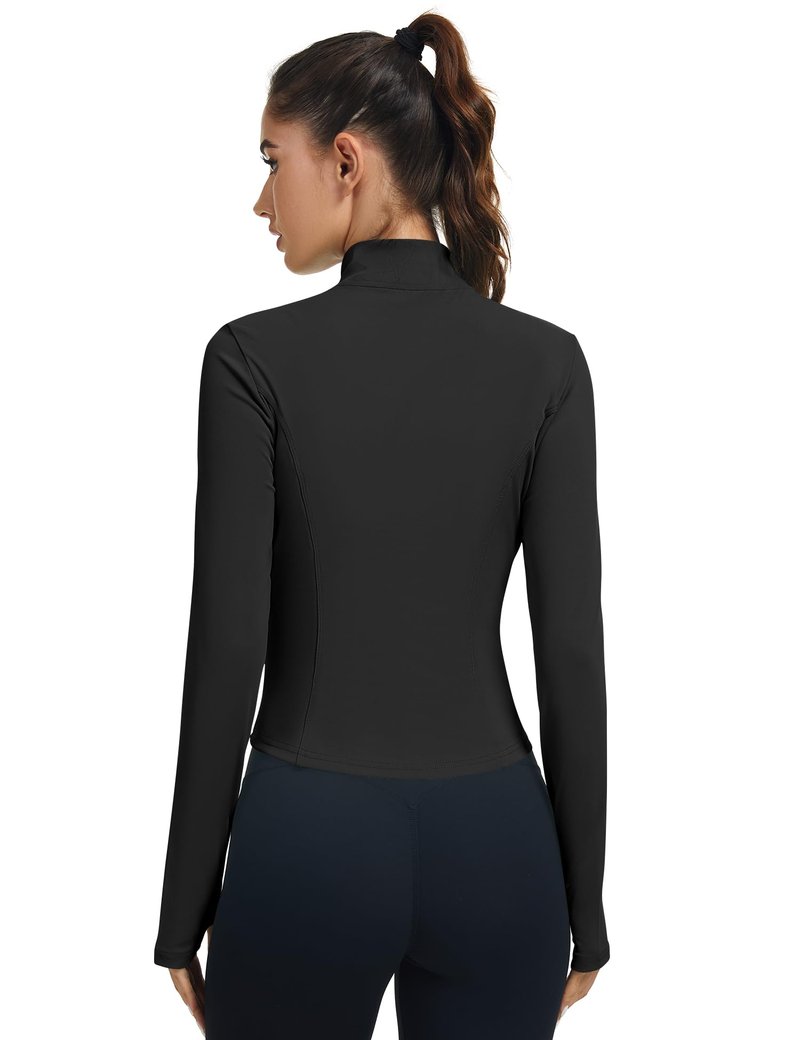 LOMON Women's Black Workout Jacket Athletic Black Zip Up Jacket Women Athletic Tops for Women Active Tops Golf XL
