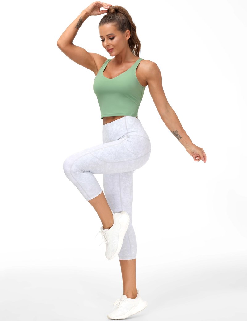 Women’s Longline Sports Bra Wirefree Padded Medium Support Yoga Bras Gym Running Workout Tank Tops (Light Green, Small, s)