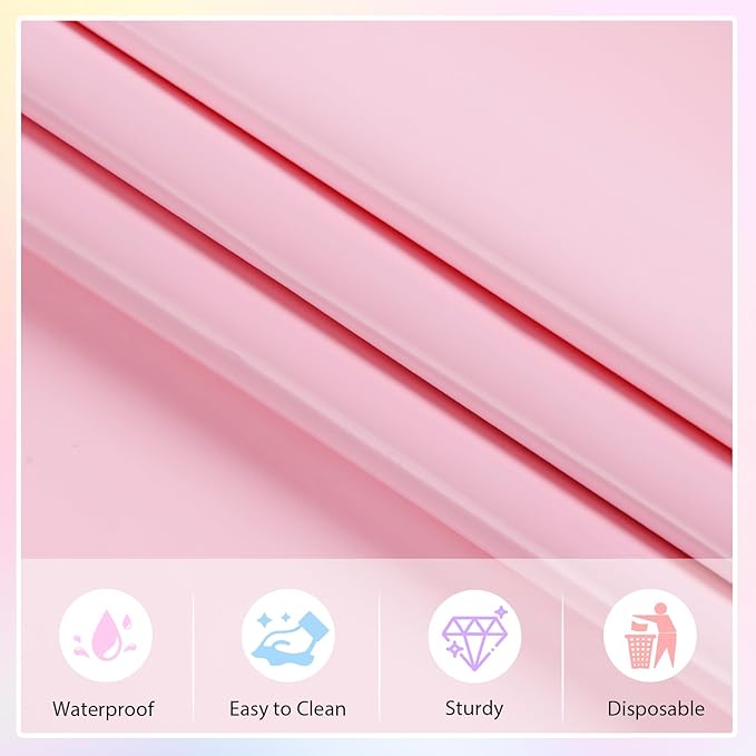 6 Packs Disposable Plastic Tablecloths 54 x 108 Inch Light Color Rectangle Tablecloth Waterproof Table Covers for Baby Shower Girl Birthday Princess Party Cake Decoration