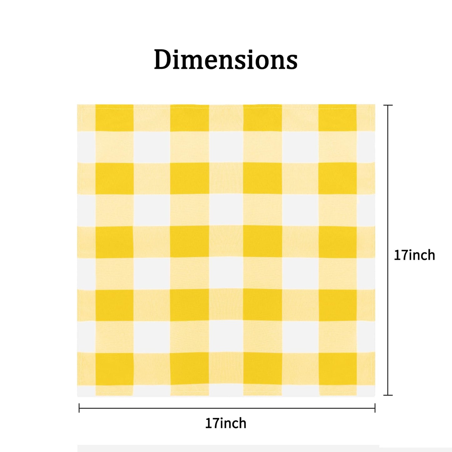 Buffalo Plaid Table Napkins Set of 50 Checkered Cloth Napkins 17x17 inch Washable Dinner Gingham Pattern Napkins Soft Napkins for Wedding Party Dining Banquet(Yellow and White)