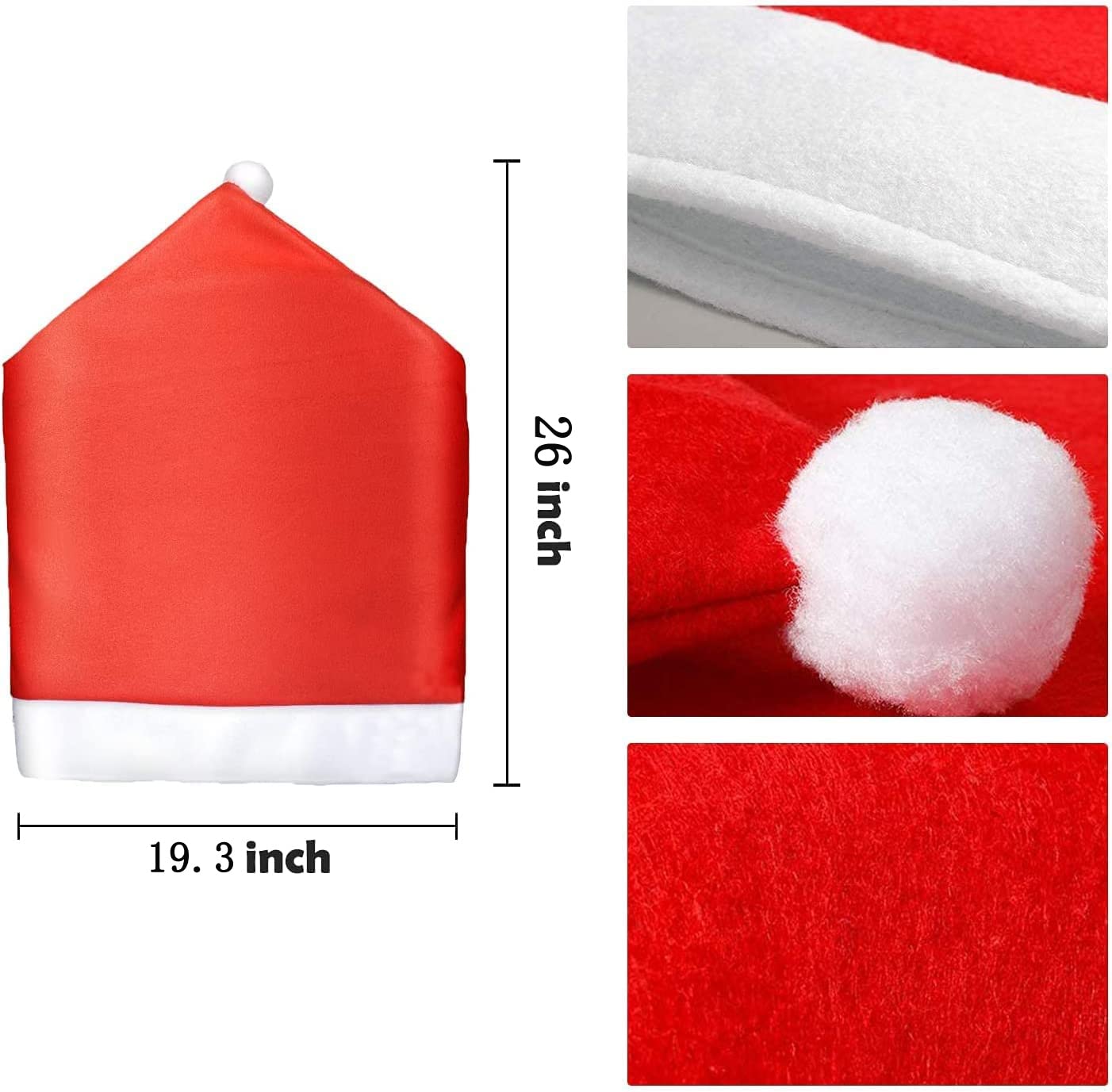 FIVOENDAR Set of 6 Large New Pack Santa Claus Hat Christmas Chair Covers Color - Fun Decoration in Wedding Parties Enjoy Responsibly & Creative Novelty Gifts