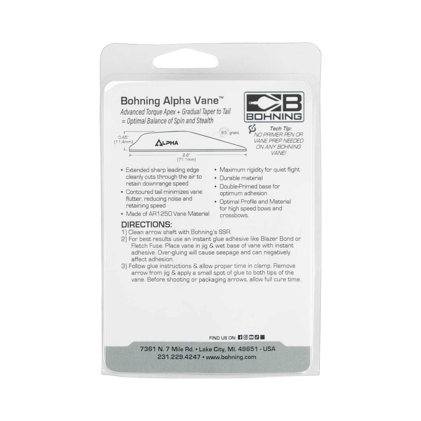 Alpha AR 1250 Vane, 2.8", Neon Green, 100pk