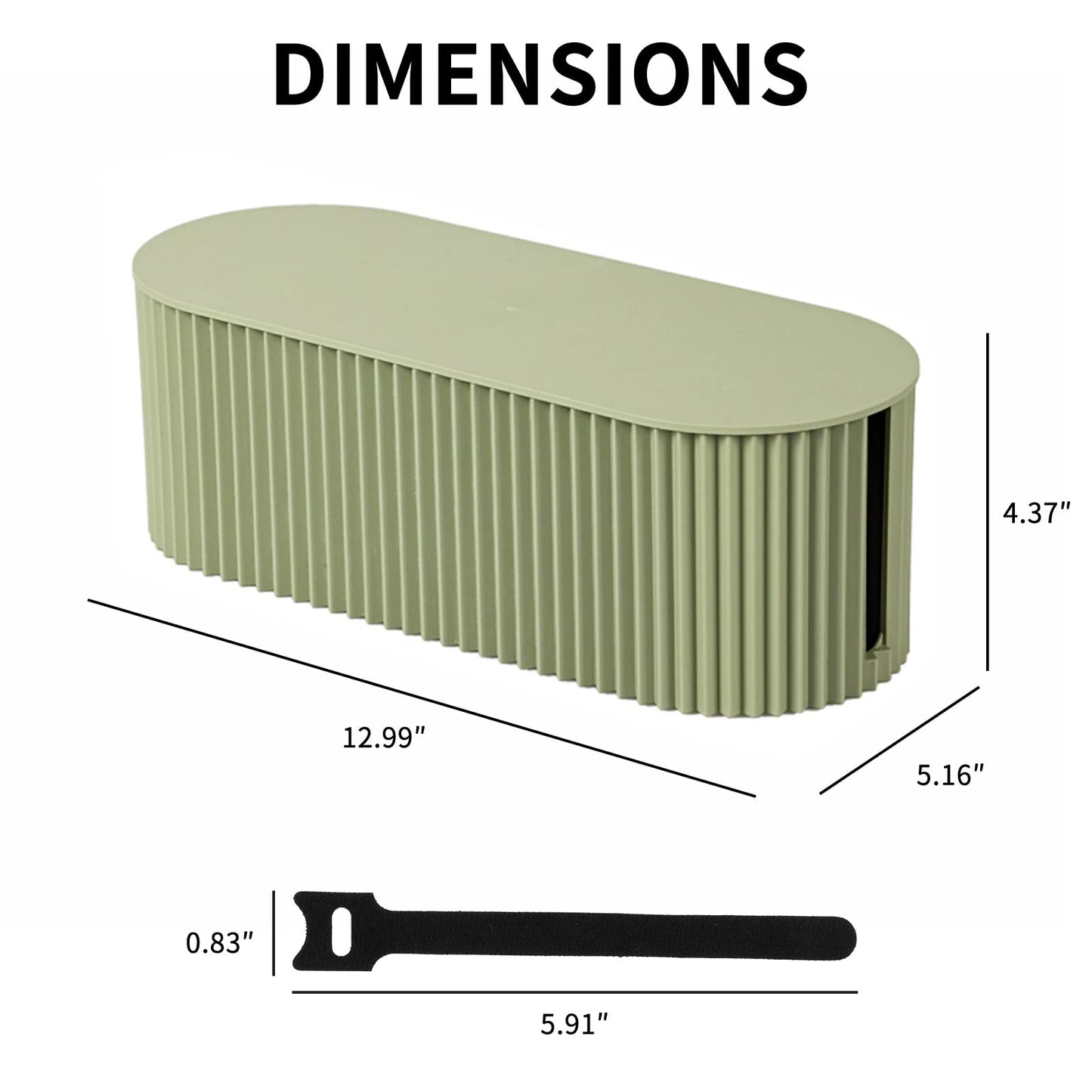 FABROK Cable Management Box, Cord Organizer Box with 10 Cable Ties, Power Strip Storage to Hide Charger Adapter Power Cord Charging Station(Small/Green)