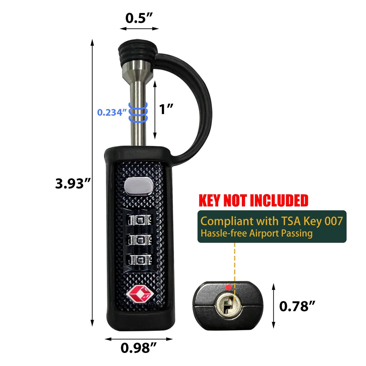 Gun Case Lock TSA Approved Locks for Gun Case,Cut-Proof Padlock for Guns/Rifles/Hard Pistol Cases/Firearms/Handguns/Revolvers/Camera/Drone/Equipments/Instruments/Tools Protective Hard Cases(Black)