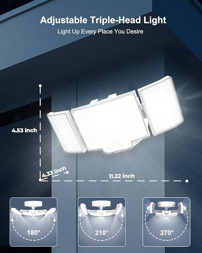 LED Security Lights Motion Sensor,188 LEDs 4200LM Dusk to Dawn Hardwired Flood Lights Outdoor with 3 Modes Remote Control,IP65 Waterproof Motion Sensor Lights, for Garage,Yard,Porch 1 Pack