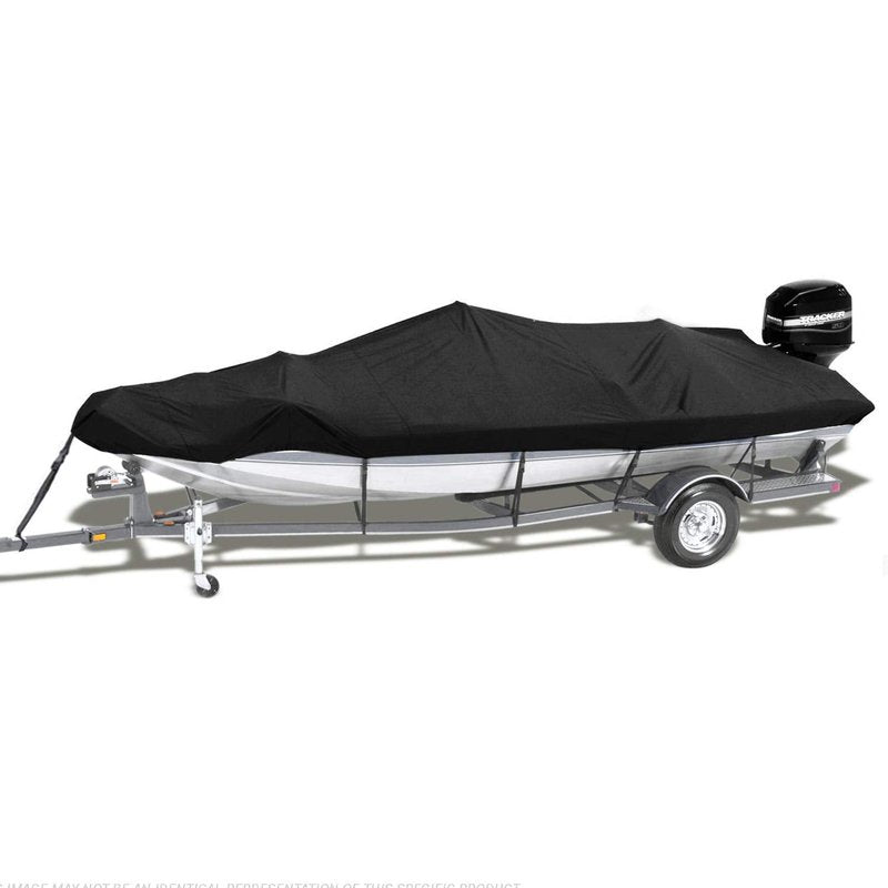 NEVERLAND Trailerable Boat Cover Waterproof Heavy Duty Marine Grade Polyester Canvas Fits V Shape/V-Hull and Tri-Hull Runabouts, Pro-STYL, Bass Boats (Boat Length 17-19ft, Beam Width up to 102",Black)