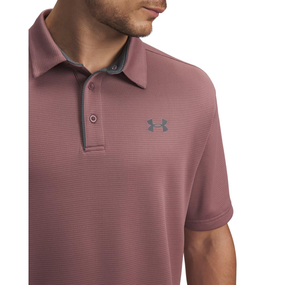 Under Armour Men's Tech Golf Polo, (651) Maroon Mist / / Pitch Gray, Medium Tall