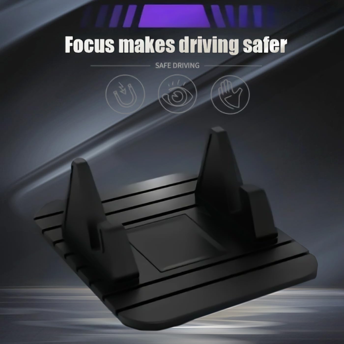 Car Phone Holder, Dashboard Cell Phone Holder with Non-Slip Silicone, Universal Car Dashboard Phone Holder with 120°Viewing Angle for Safe Driving and Navigation, Compatible with Smartphones