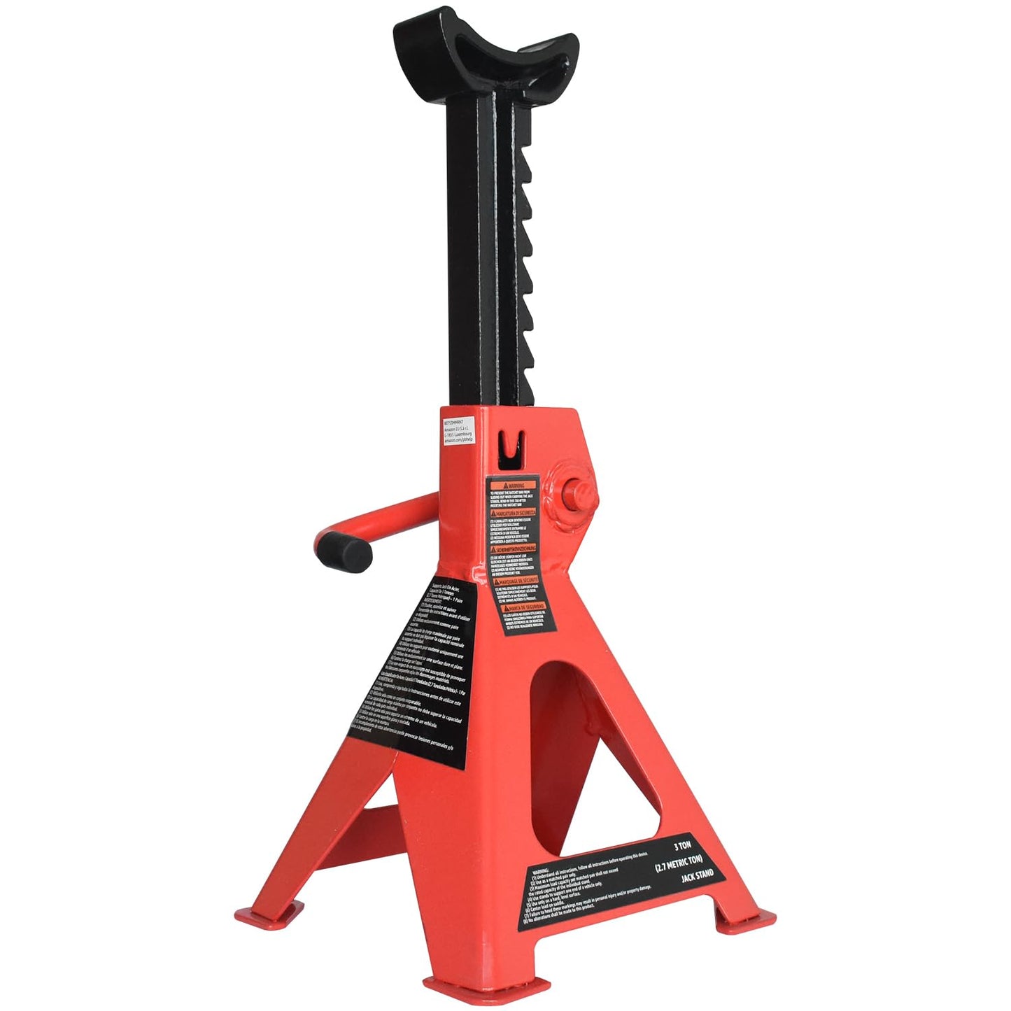 Amazon Basics Steel Jack Auto Stands with 6,000 lb or 3 Ton (2.7 metric Ton) Capacity, 1 Pair, Black and Red