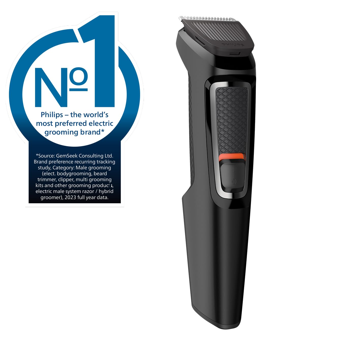 Philips 7-in-1 All-In-One Trimmer, Series 3000 Grooming Kit for Beard & Hair with 7 Attachments, Including Nose Trimmer, Self-Sharpening Blades, UK 3-Pin Plug-MG3720/33