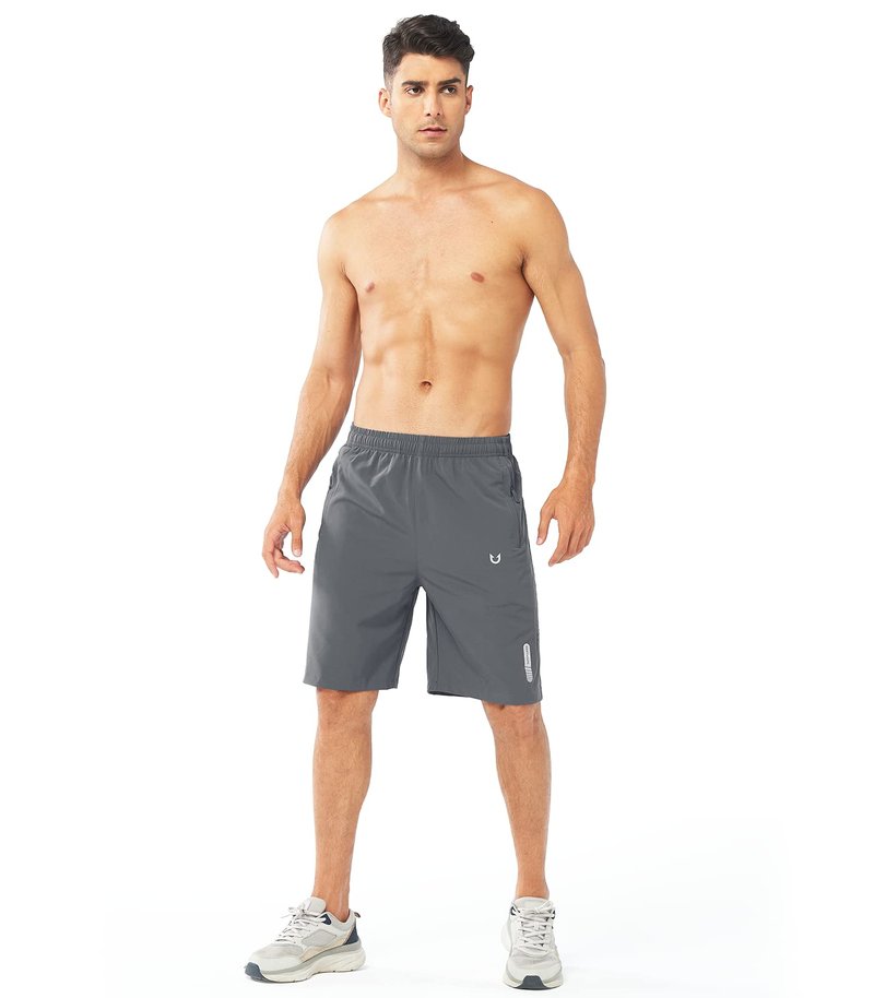 NORTHYARD Men's Athletic Running Shorts Gym Workout 7"/9"/5" Quick Dry Lightweight Sports Basketball Tennis 3 Zipper Pockets SMOKEGREY-9inch XL