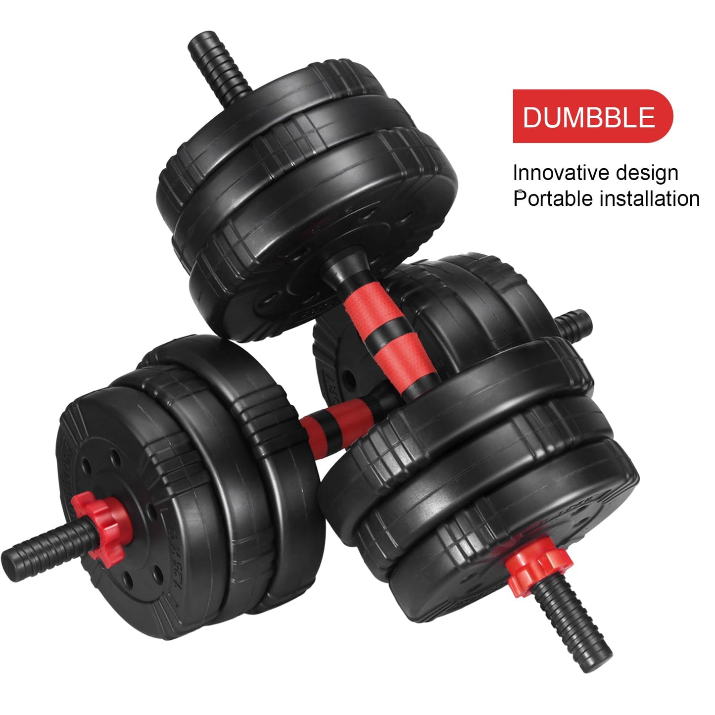 EDOSTORY Adjustable Weight Dumbbell Set, 22/44/66/88lbs Home Gym Free Weights Dumbbells, Used as Barbell Set, Dumbbell Set, Non-slip Handles, Fitness Exercise Equipmen for Men Women