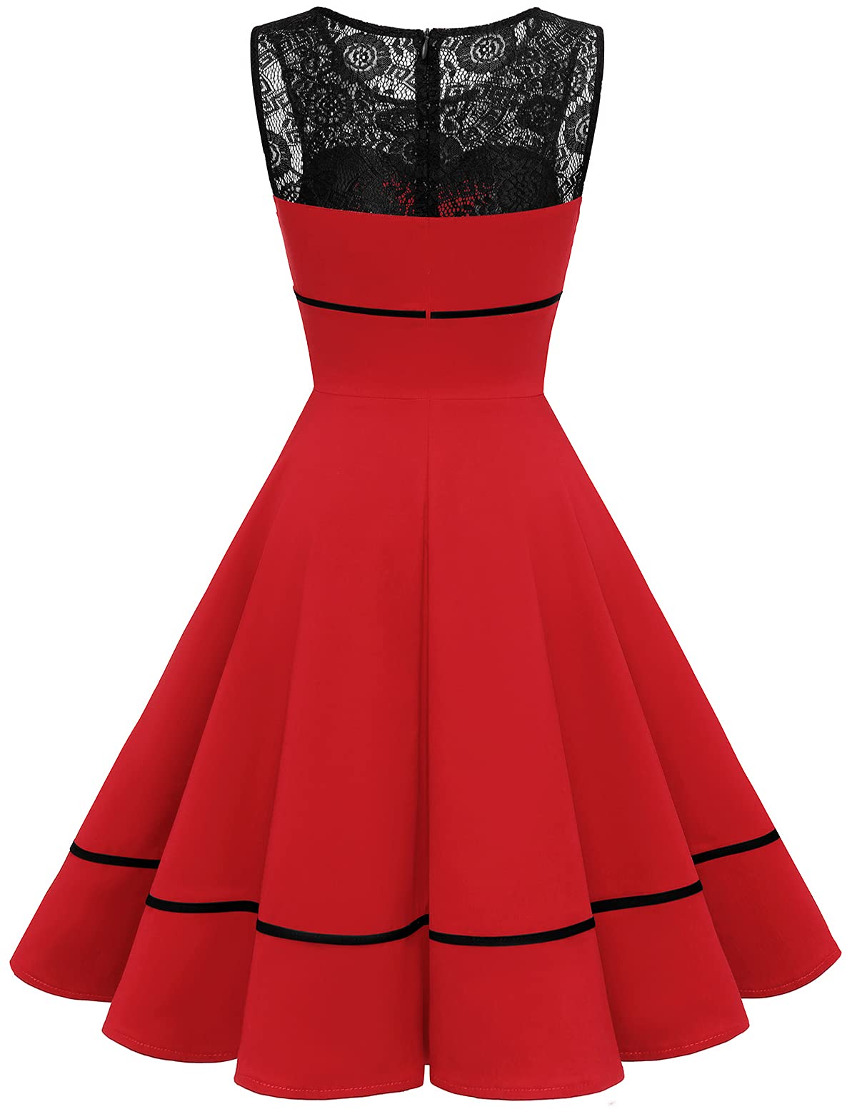 Bbonlinedress Women 1950s Dresses Red Vintage Cocktail Retro Rockabilly Teens Tea Party Christmas Holiday,Red XL
